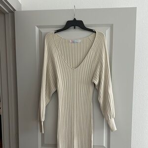 Free People Ribbed Knit Dress in Cream